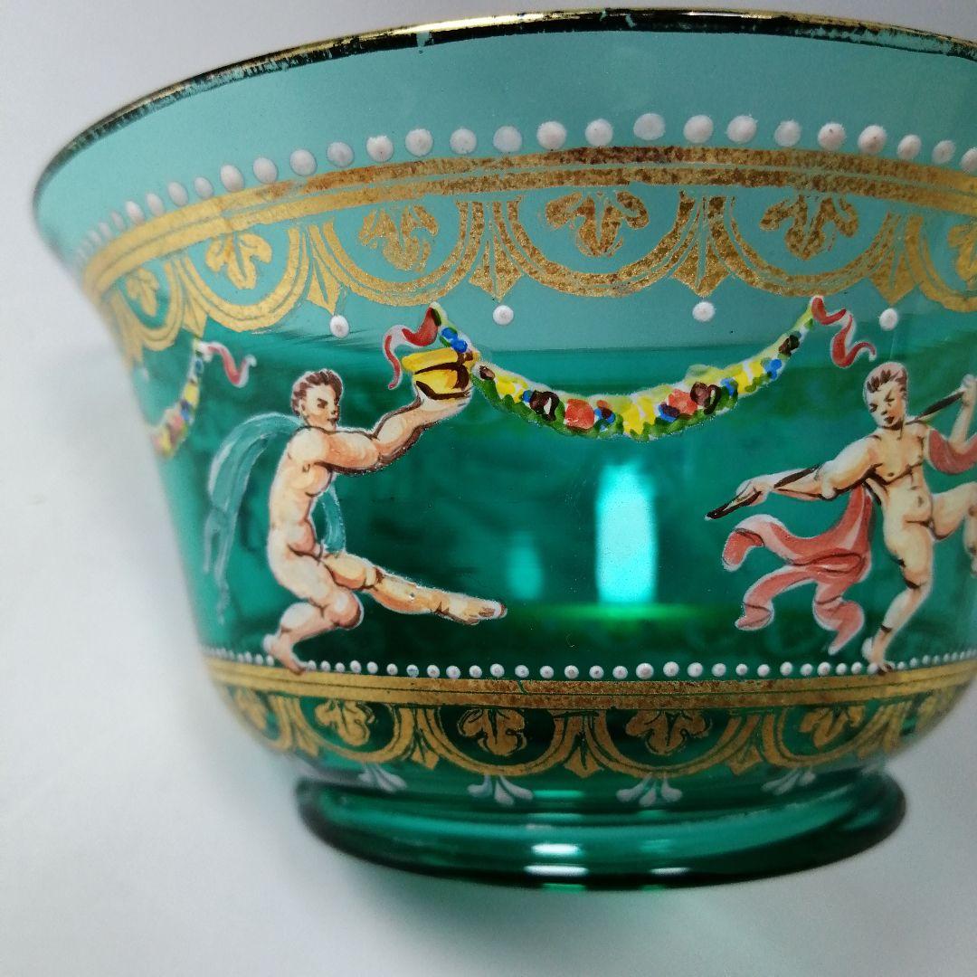 イタリア　ベネチアングラス　ヴェネツィア　ムラノ　エナメル彩　金彩　皿　ボウル