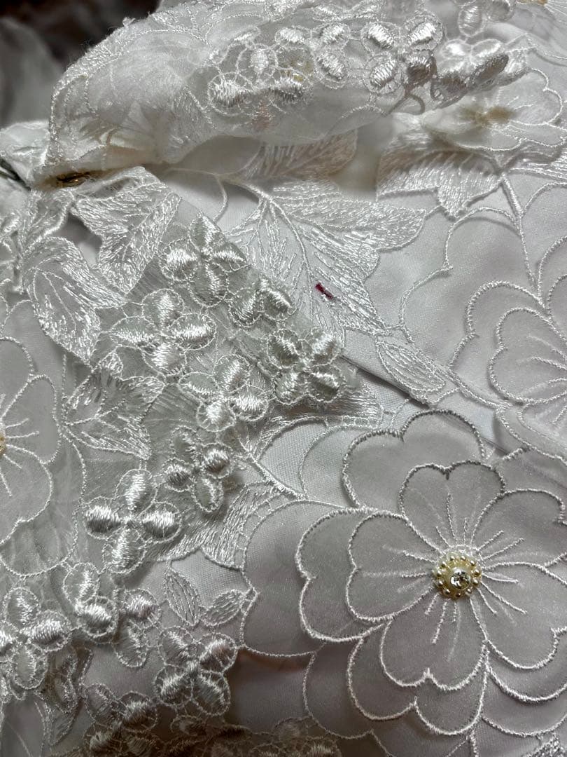 日本製 ヴィンテージ　贅沢な高級レース ウェディングドレス 9号　レトロ