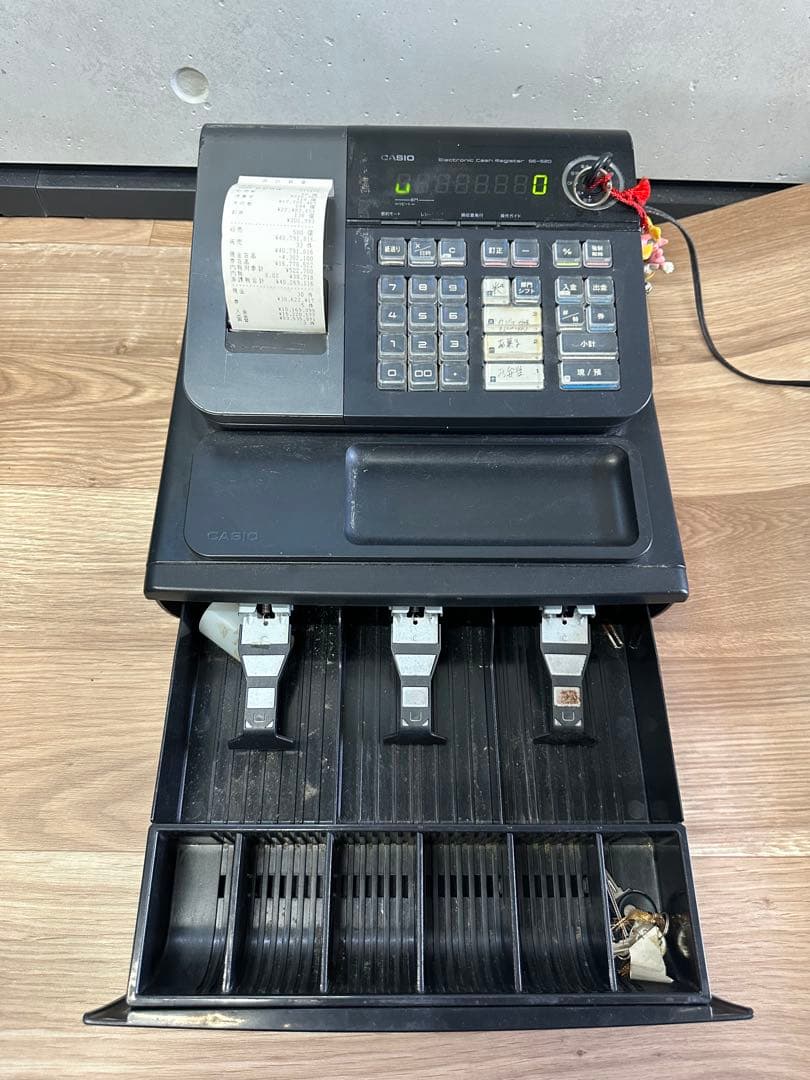 CASIOレジスター 黒 印刷機能付き 鍵付き レシート 動作確認済み