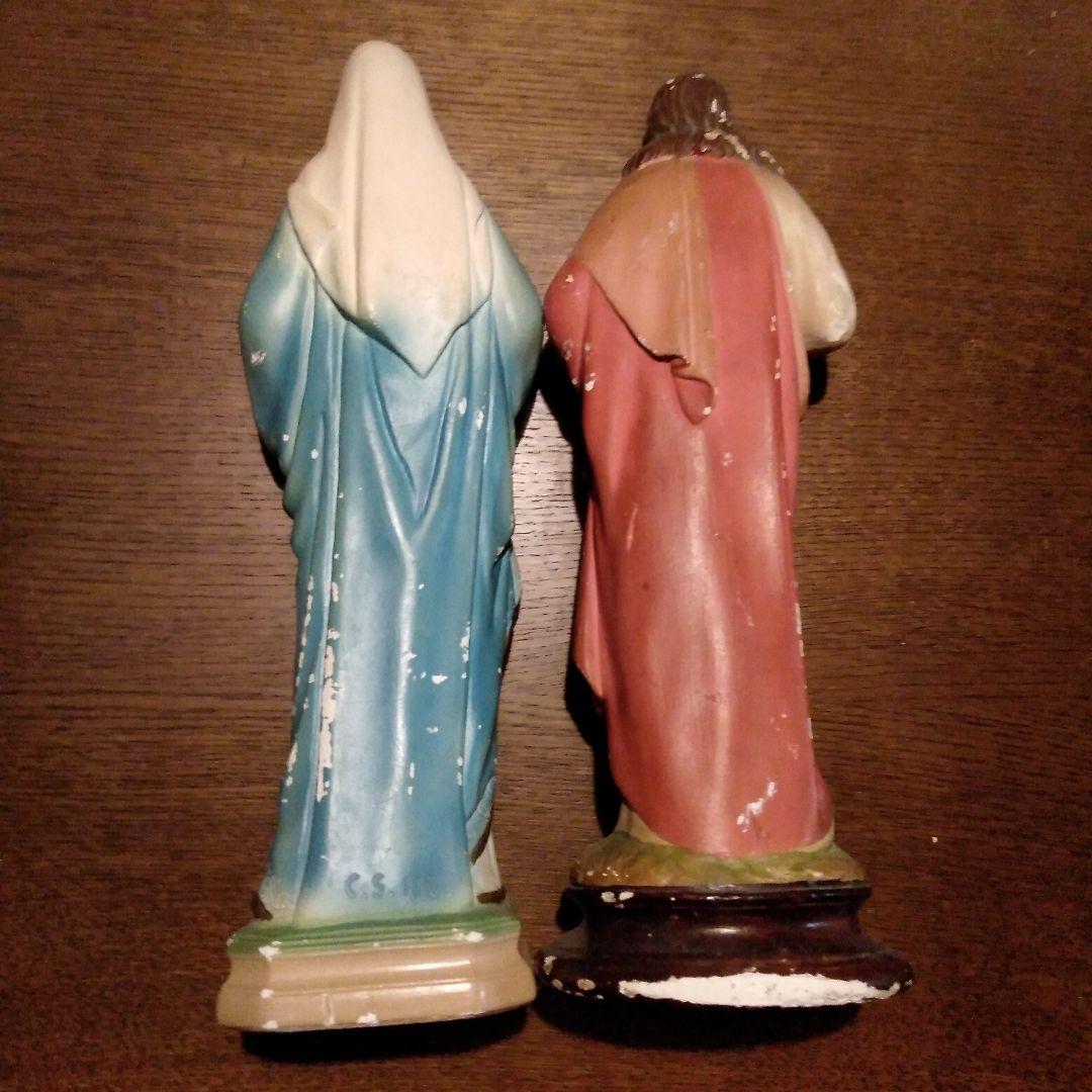 〔アンティーク〕リスト像＆マリア像 2体セット
