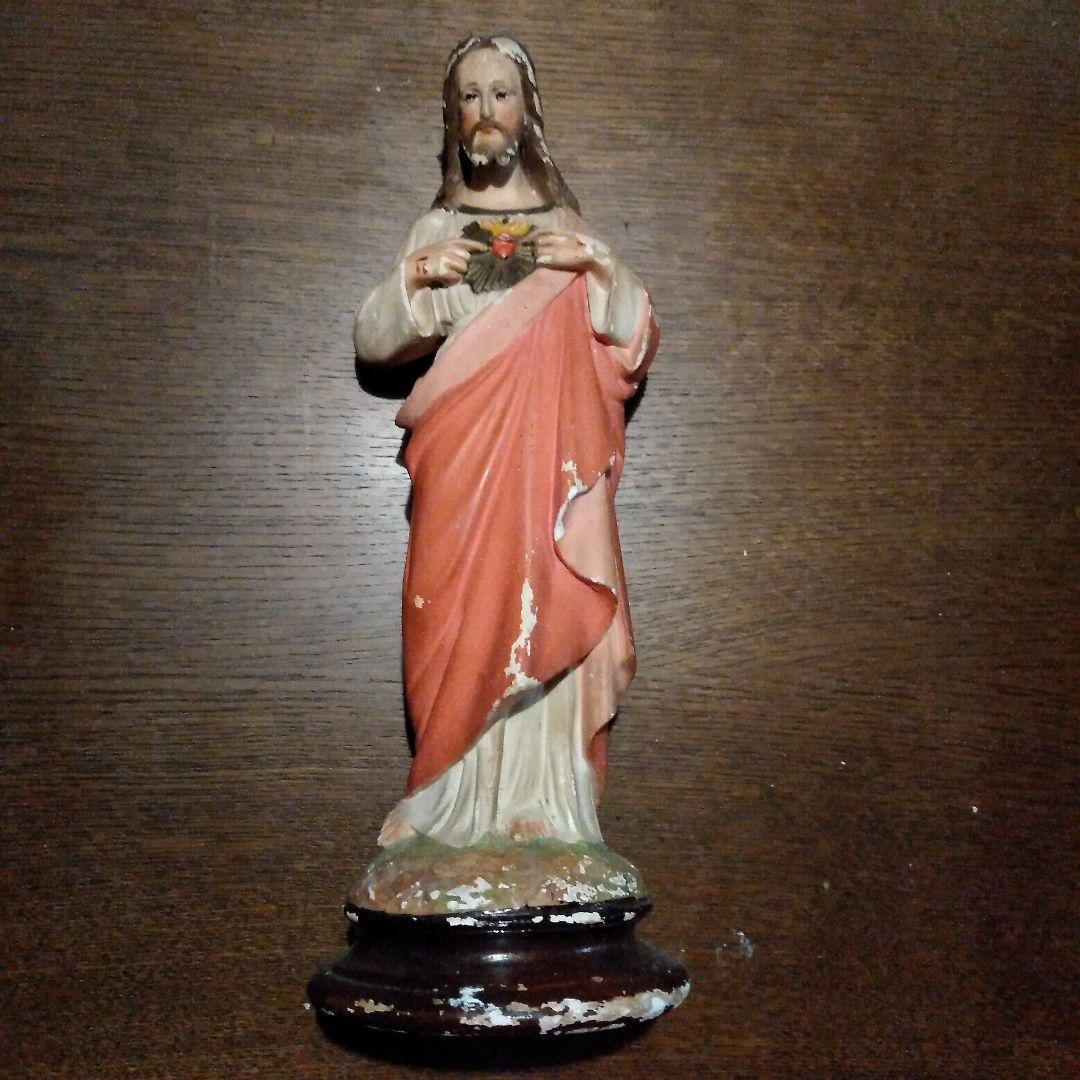 〔アンティーク〕リスト像＆マリア像 2体セット