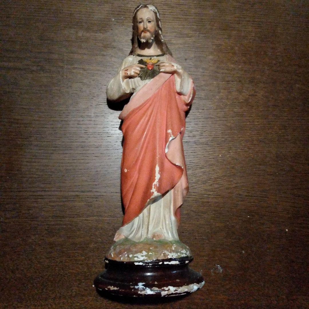 〔アンティーク〕リスト像＆マリア像 2体セット