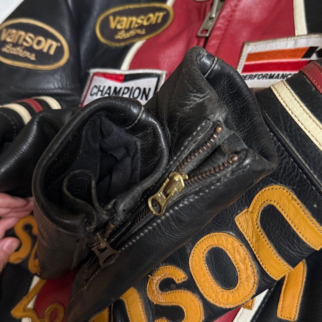 VANSONレザージャケット スター 本革 ブラック 38