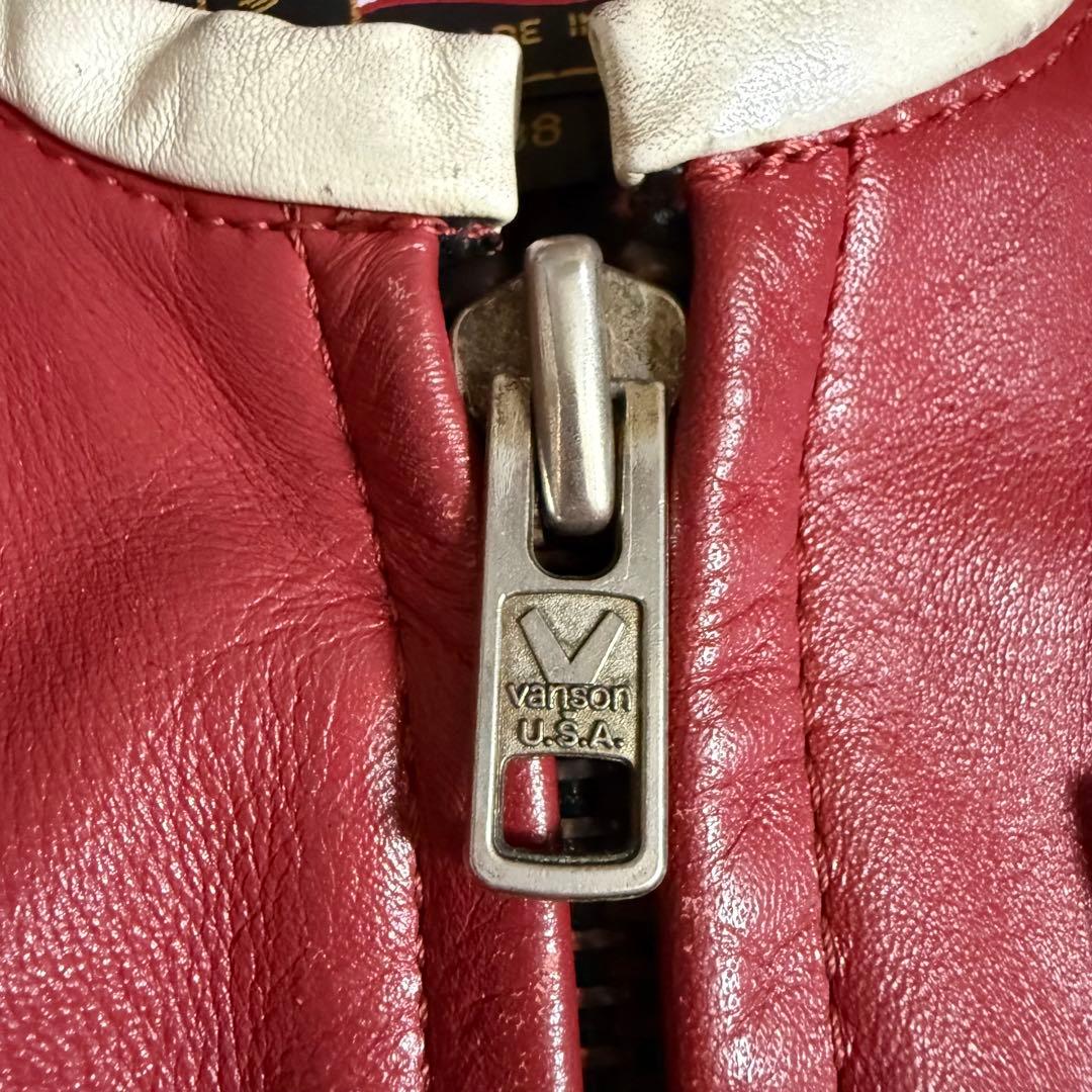 VANSONレザージャケット スター 本革 ブラック 38