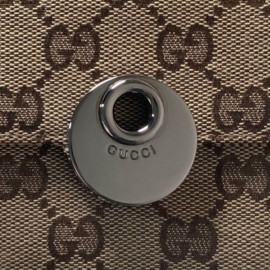 極美品　GUCCI グッチ　二つ折り　三つ折り　キャンバス　茶色　財布　箱付き