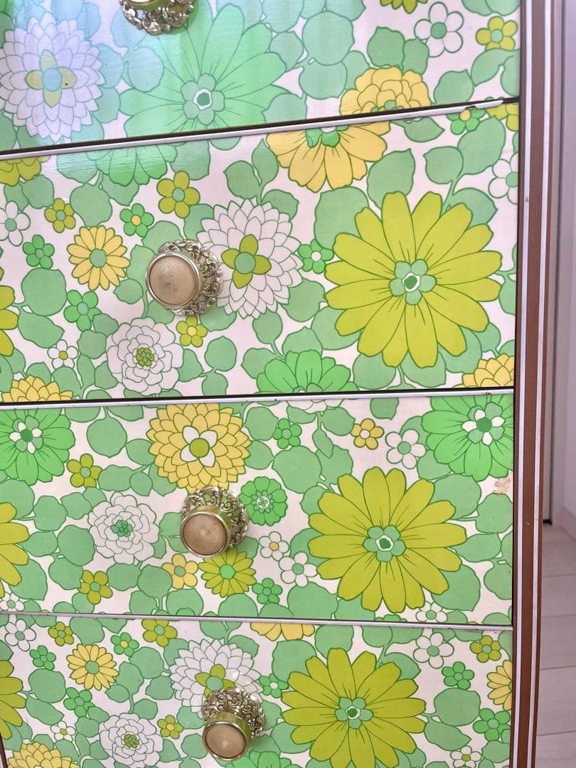 昭和レトロ花柄　タンス　6段 レア