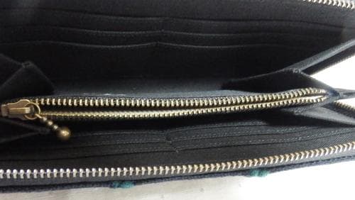 未使用　濃紺✕緑　タンバリン生地　ミナペルホネン　ハンドメイド作家様　長財布