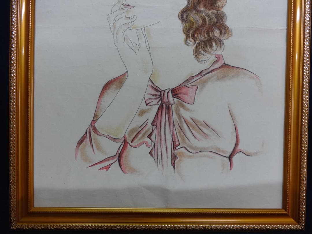 サ*バ様 藤田嗣治 乙女 肉筆・額装・油彩画・洋画・レオナール・フジタ・ft59