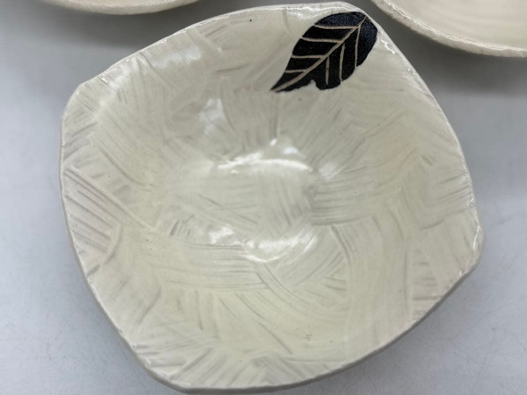 坂田甚内作　白釉角鉢3点　名人作　送料込み250605