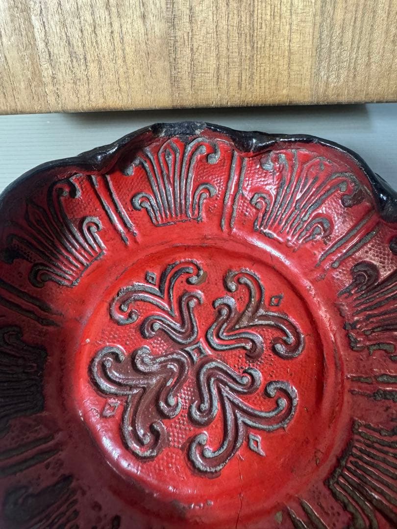 2414 天然木　乾漆　菓子鉢　時代物