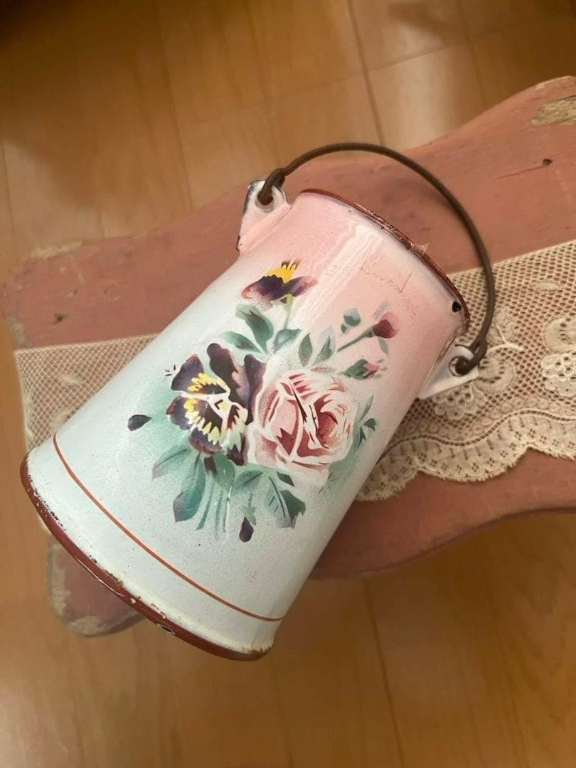 可憐♡アンティークホーロー　JAPY ウェディング　ピンク　ミルクポット