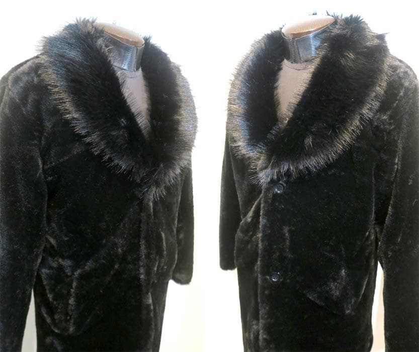 4XL ファーコート ショール襟 黒 ブラック 毛皮 パンク ロック ロカビリー