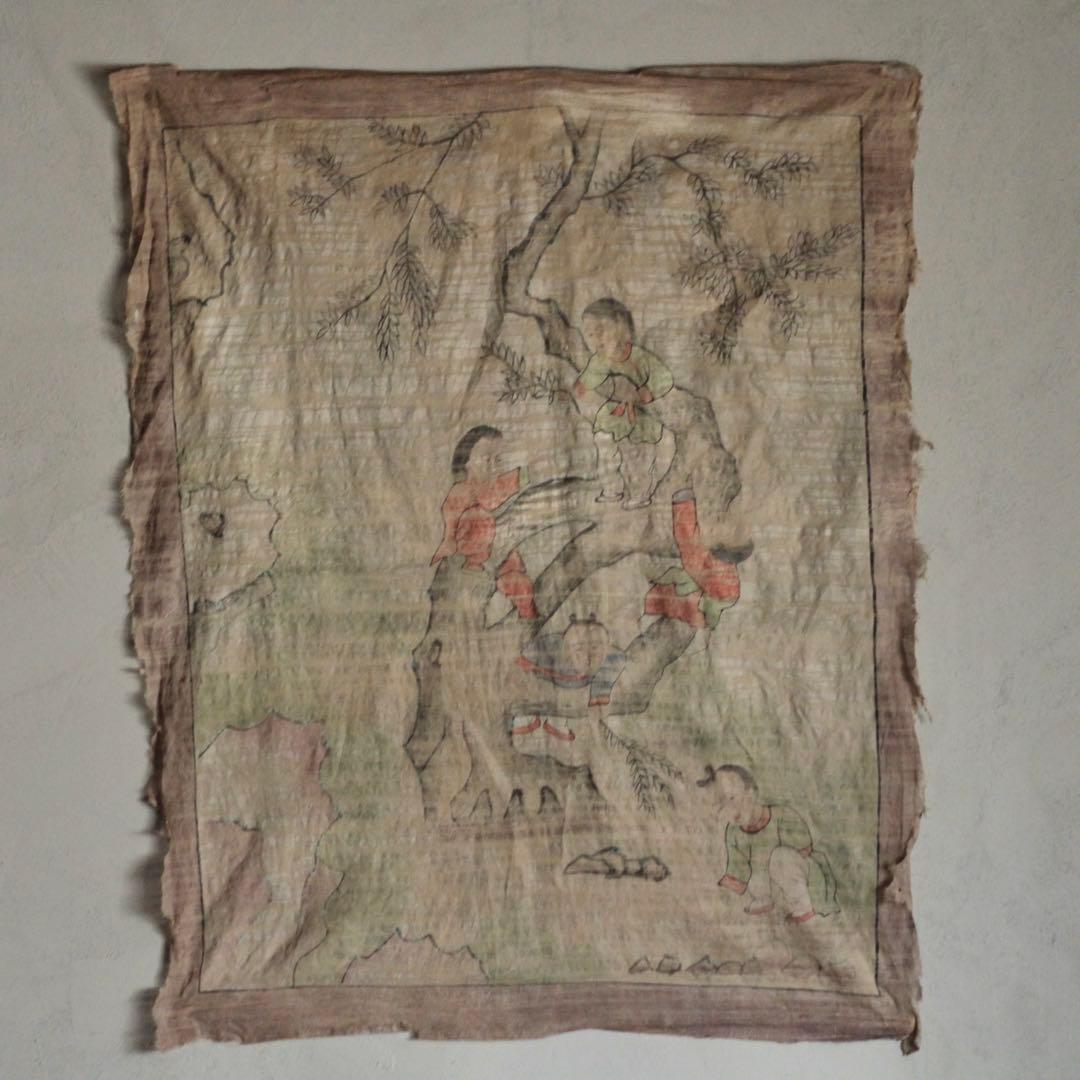 古い 襖絵 古道具 アンティーク 古美術 民画 絵画