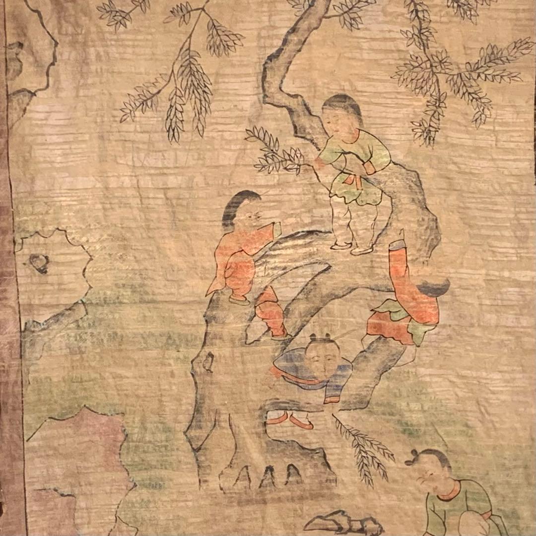 古い 襖絵 古道具 アンティーク 古美術 民画 絵画