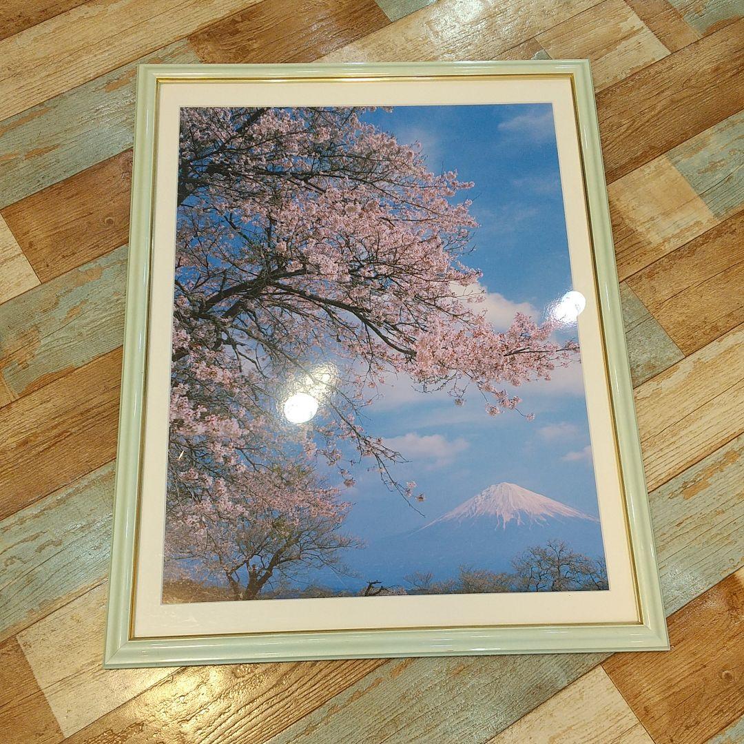 桜と富士山の写真 額入り