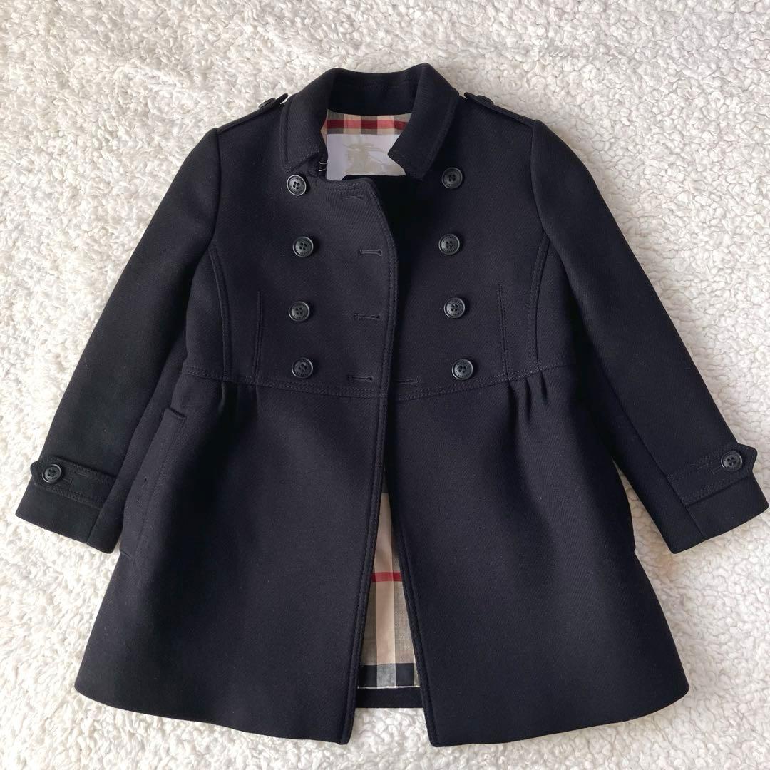 【美品】バーバリー チルドレン　カシミヤ&羊毛混 Pコート　ノバチェック　110