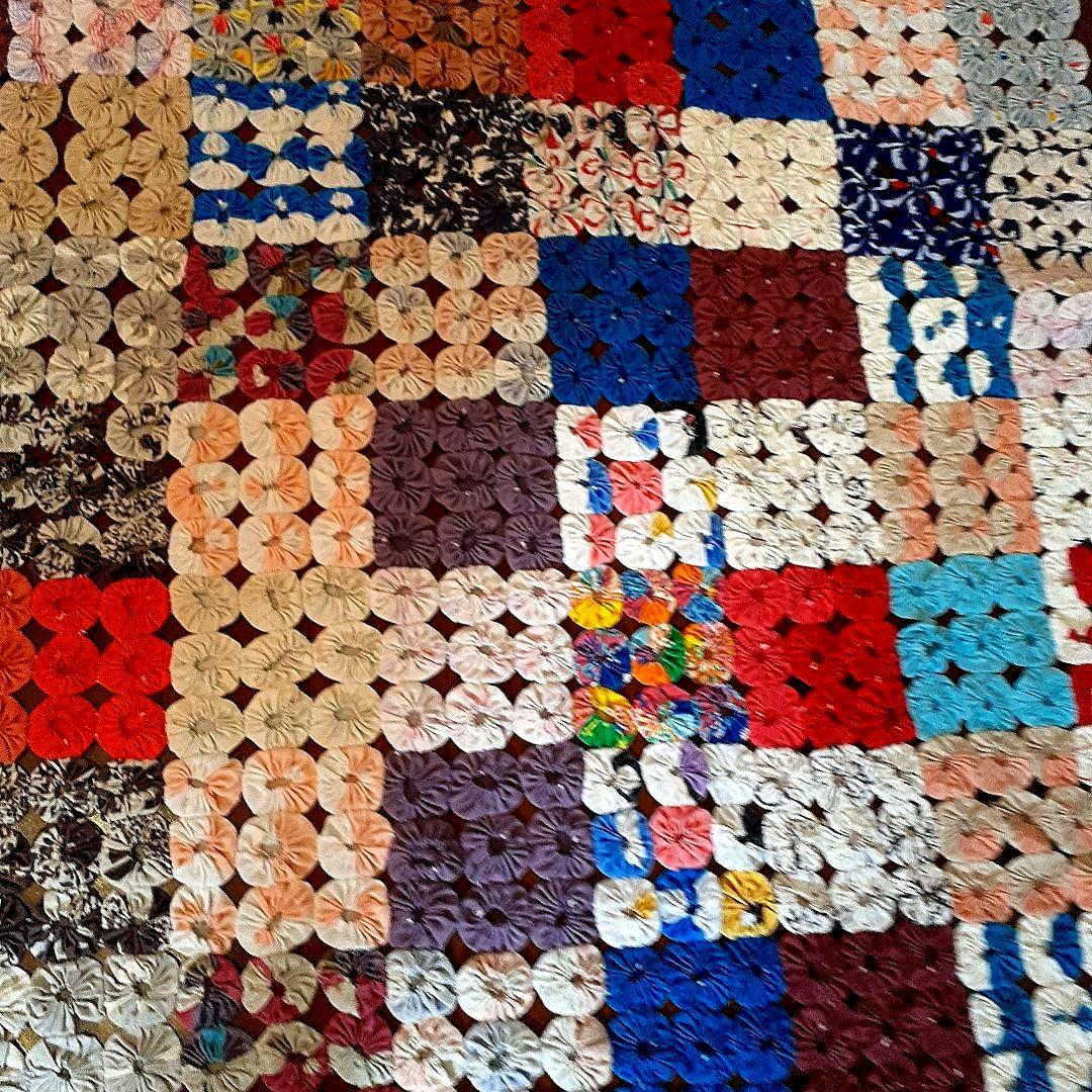 ⭐特大見事★アンティーク！ヨーヨーキルト　66⑧