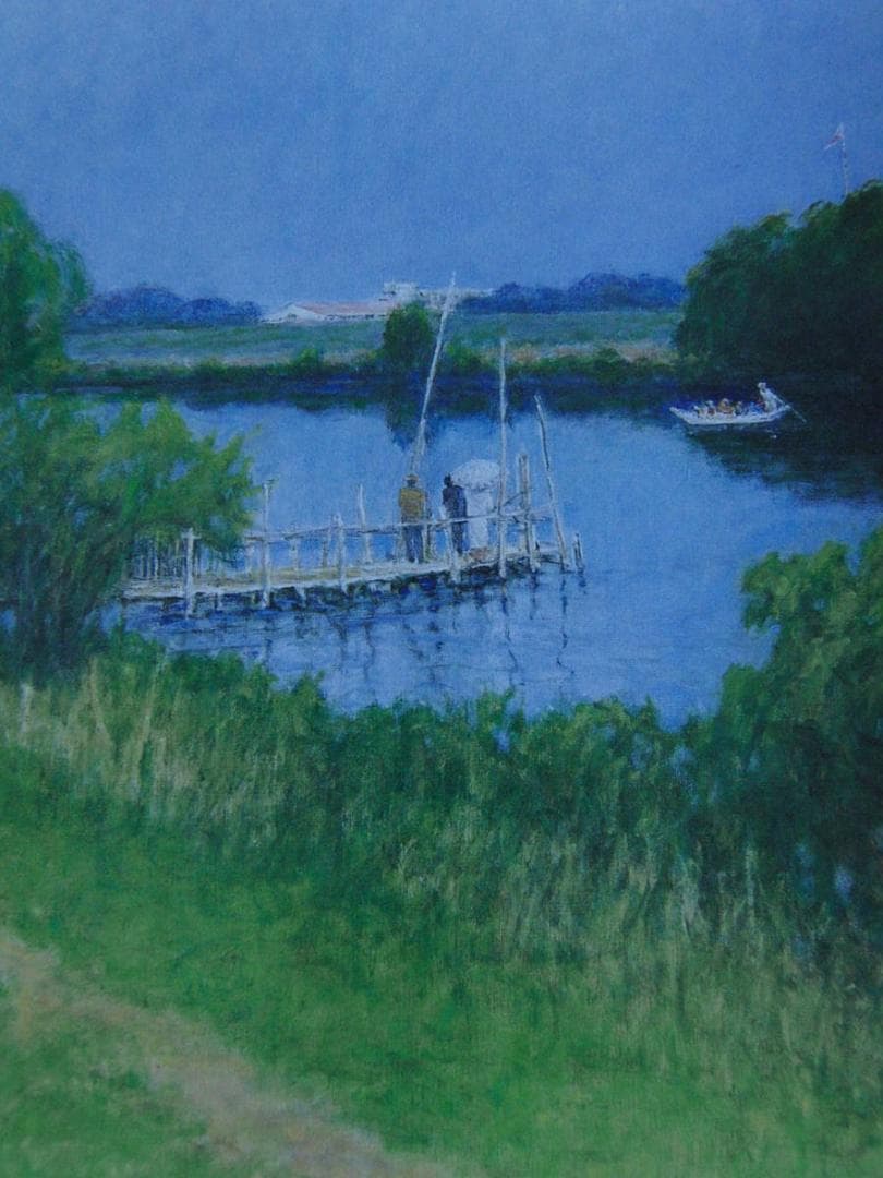 小野寺正光、【矢切の初夏】、希少な額装用画集より、新品額装付、状態良好