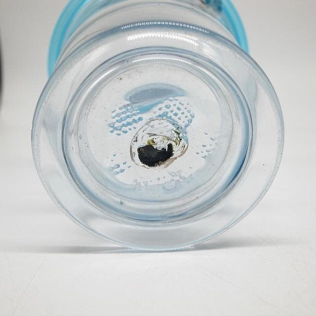 大正ガラス　水色縁　アイスペール　氷入れ　花器