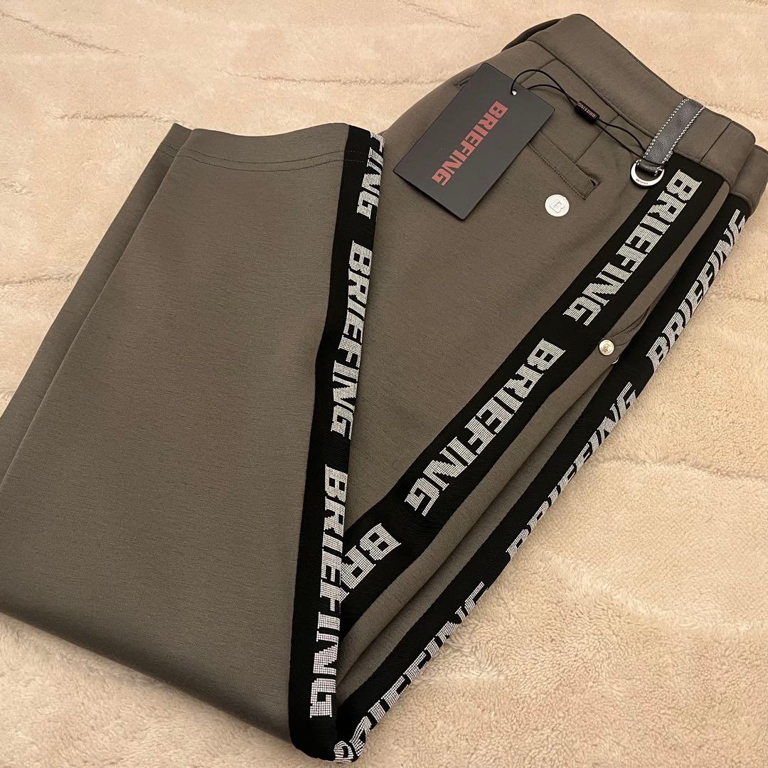 新品★34,100円 ブリーフィング 秋冬サイドロゴラインパンツ オリーヴ M
