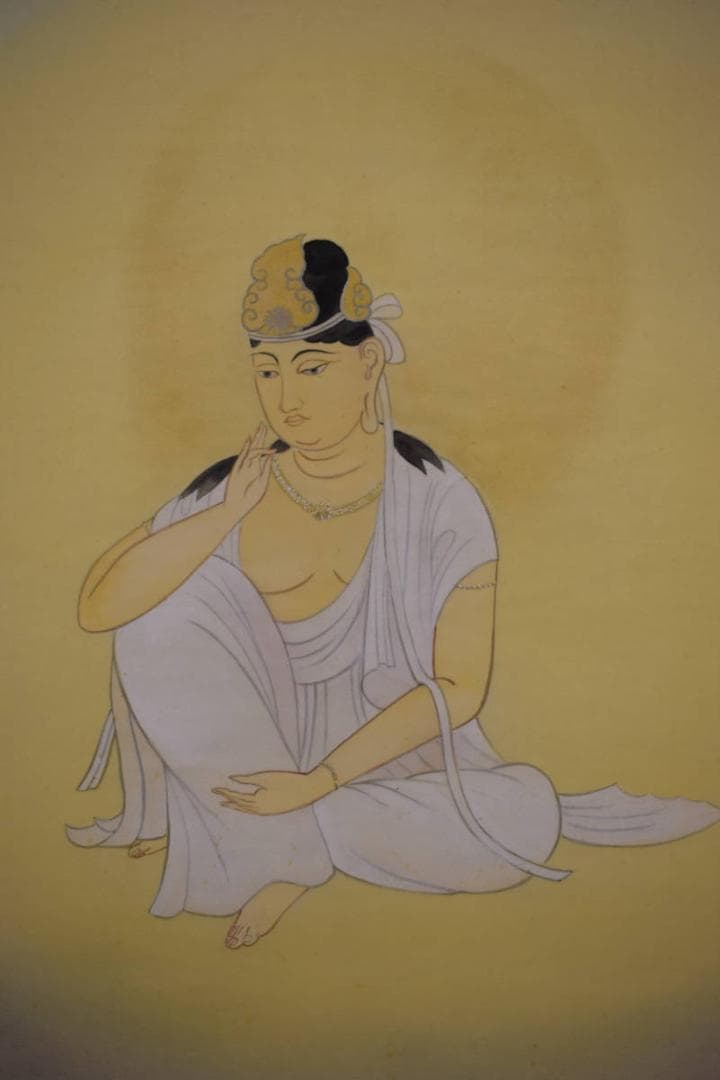 真作/益田雨邨/思惟観音/桐共箱付/布袋屋掛軸HF-450