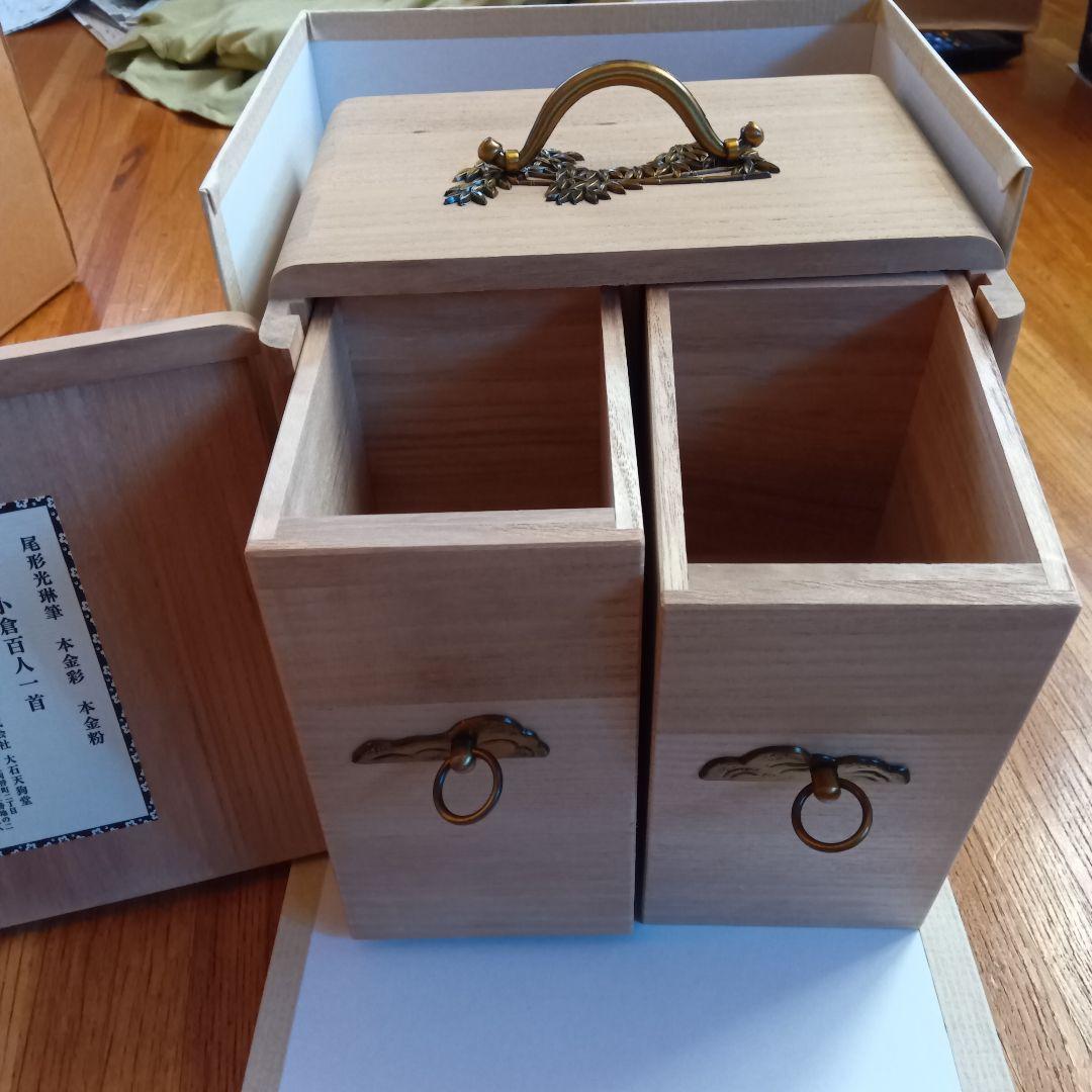 尾形光琳筆　 本金彩本金粉　小倉百人一首　解説書付