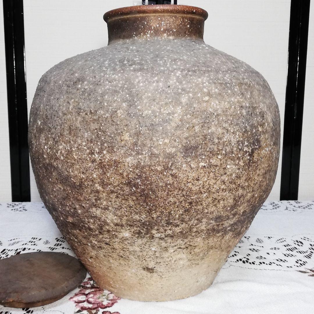 古信楽 壷 木蓋付き 信楽焼  茶壺 葉茶壺 大壺 床飾り 置物 飾り物 骨董