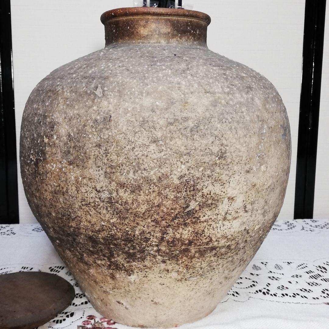 古信楽 壷 木蓋付き 信楽焼  茶壺 葉茶壺 大壺 床飾り 置物 飾り物 骨董