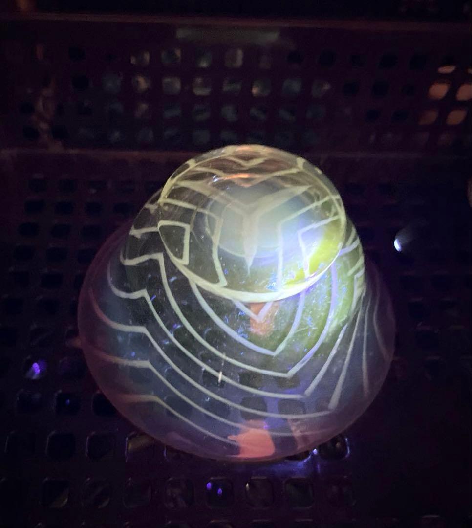 骨董　時代ガラス　超希少　金赤フチ　反り口　澤瀉紋　氷コップ　氷鉢　ウランガラス