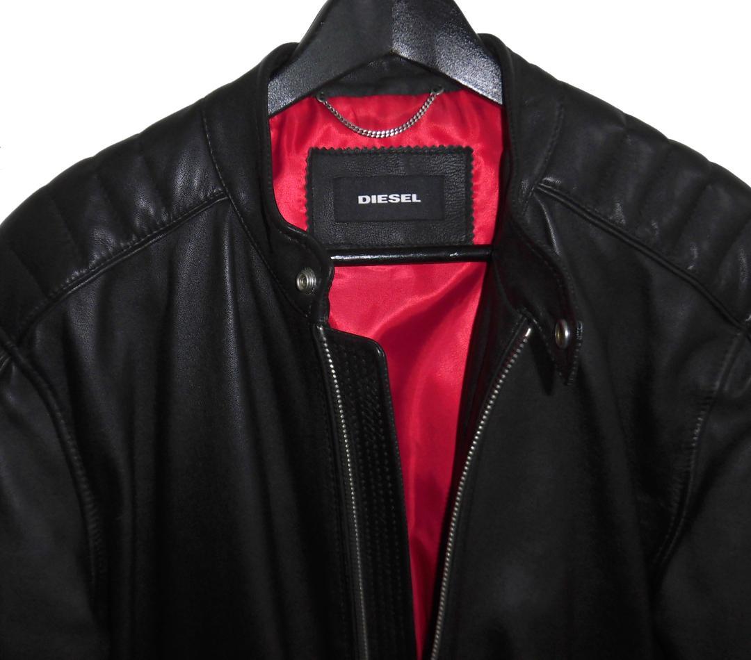 ディーゼル 羊革 ラムレザー レッドライニング バイカース シングルライダース
