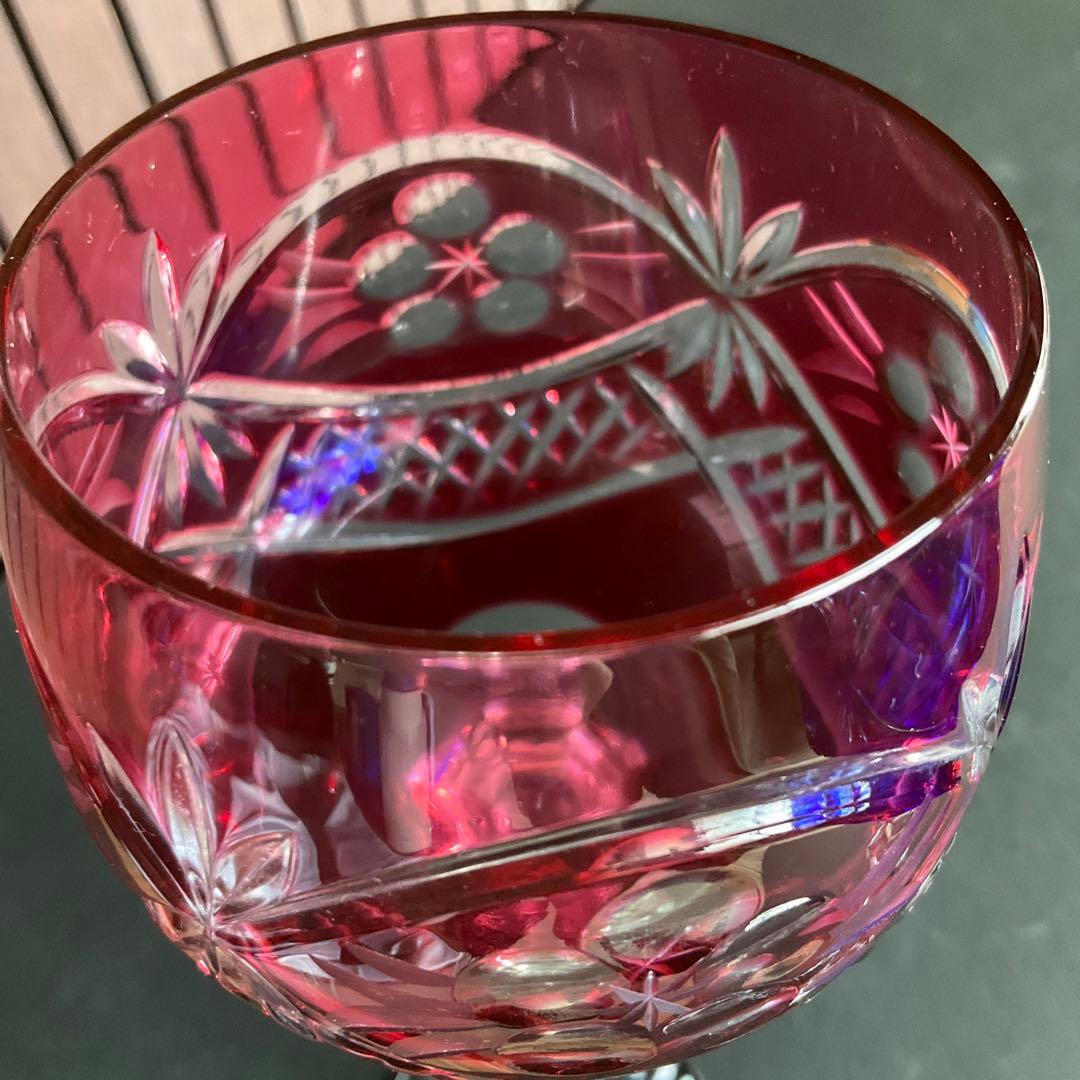 のわ　旧東独製　カメイガラス　被せ切子　クリスタルドナウ　ペアグラス