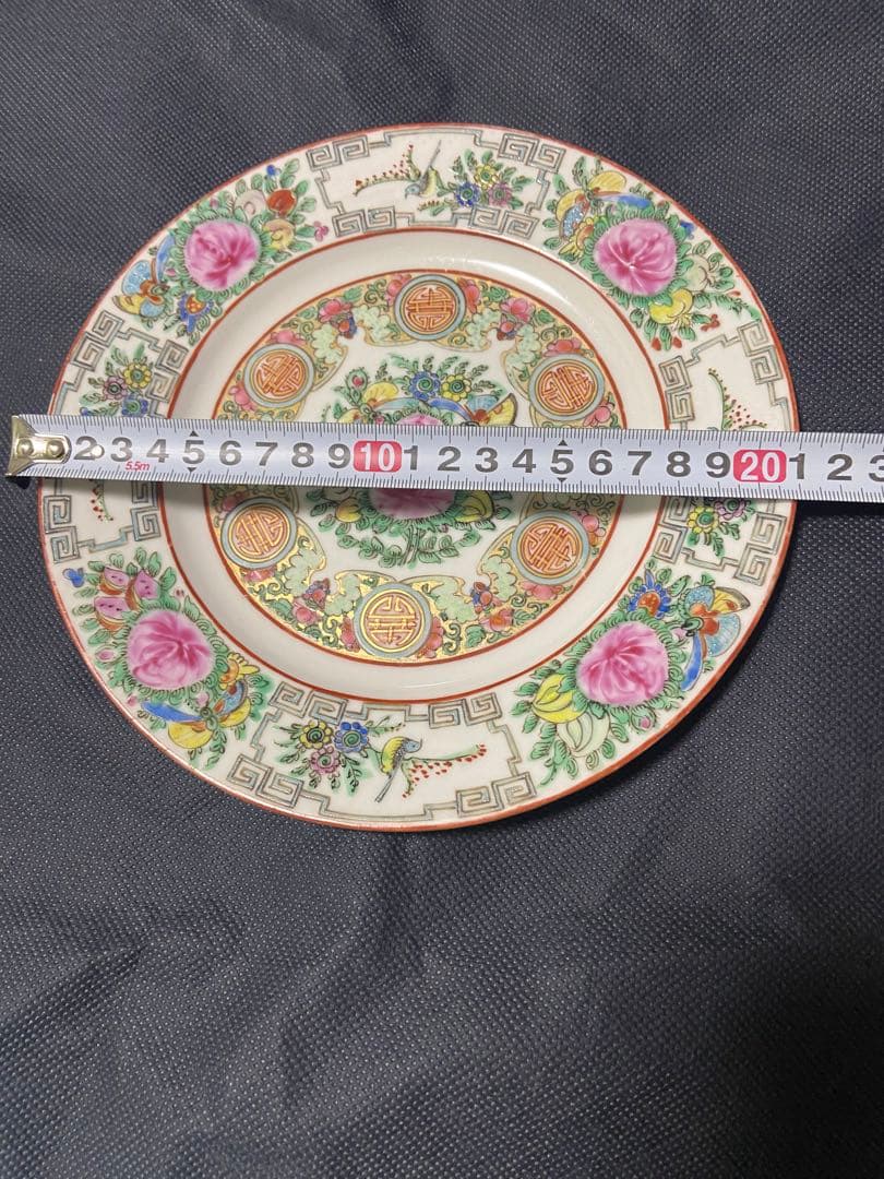 中国古美術品　清の時代　粉彩金彩花鳥文皿　本物保証