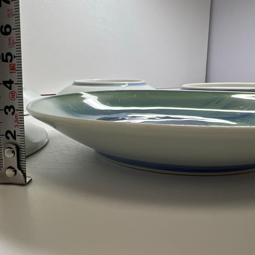 明治時代　深川製　富士図中皿5枚　直径約17.5㎝　東Y7-1104☆2Fタカオ