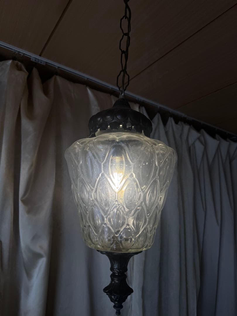 アメリカヴィンテージガラスペンダントライトクリアガラスアンティーク60-70's