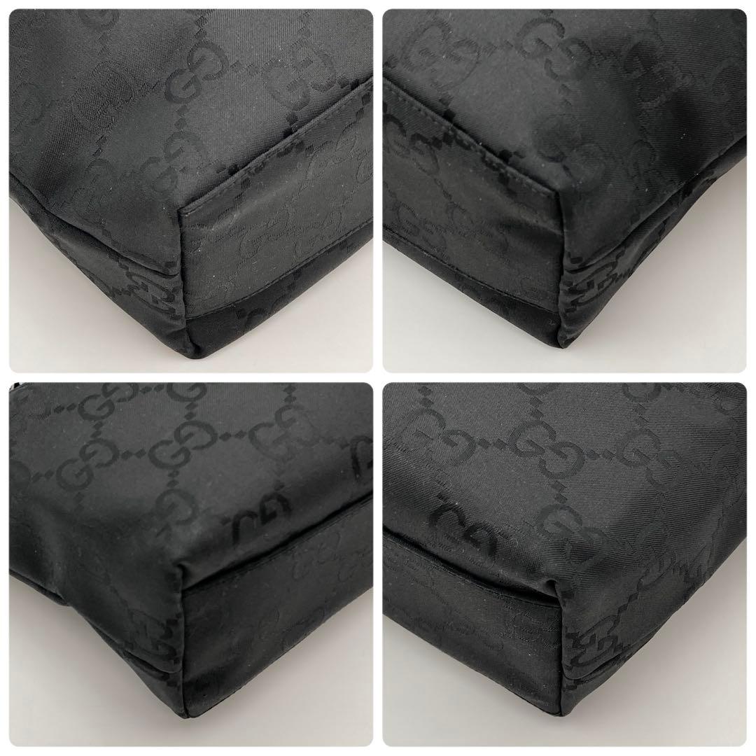 ヤス✨GUCCI ハンドバッグ 黒 ナイロン GG 総柄 モノグラム ミニ