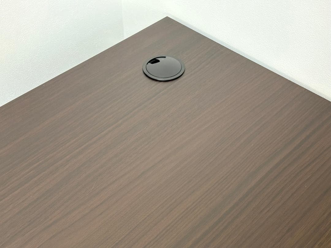 ダークブラウン L字型パソコンデスク 引き出し付き