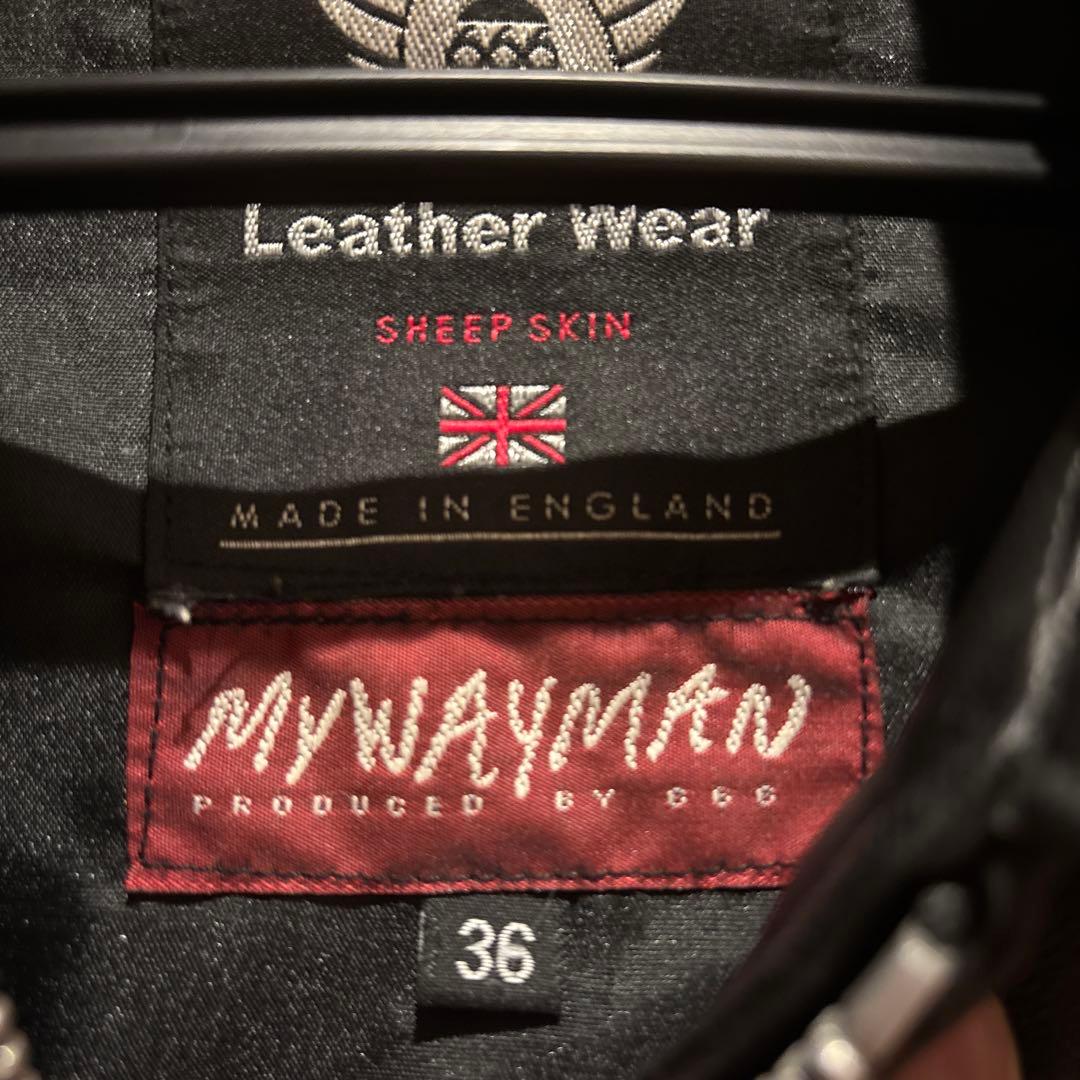 666MYWAYMAN シングルライダースジャケット 36 シープスキン 程度良