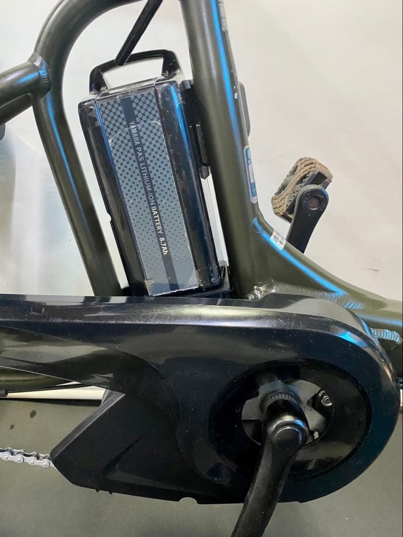 1年保証 ヤマハ　パスキッス　20インチ　子供乗せ　カーキ色　電動アシスト自転車