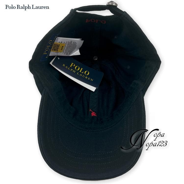 新品正規品 ポロ ラルフローレン アイコニック ホース刺繍 チノキャップ 黒赤馬