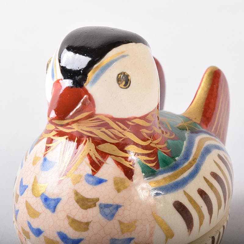 茶道具　京焼　橋本喜泉造　色絵　鴛鴦　香合　共箱　V　7566