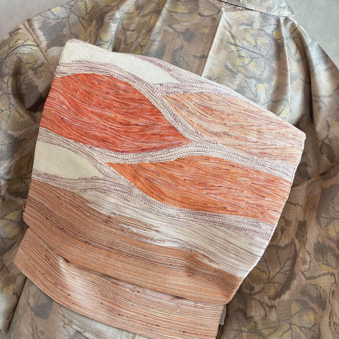 小紋　フルセット　大島紬　着物　正絹　秋の葉　名古屋帯　J5