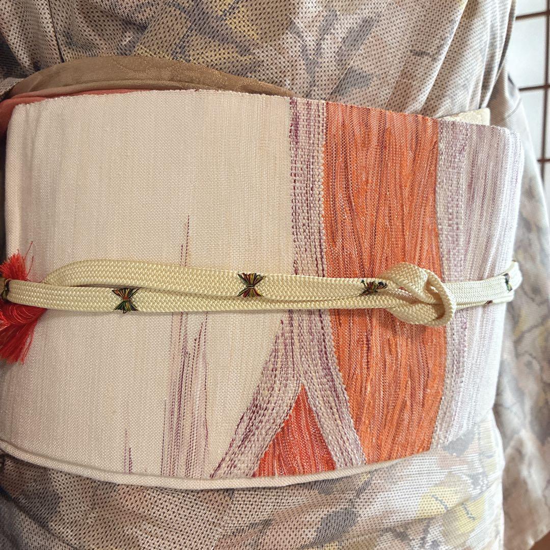 小紋　フルセット　大島紬　着物　正絹　秋の葉　名古屋帯　J5