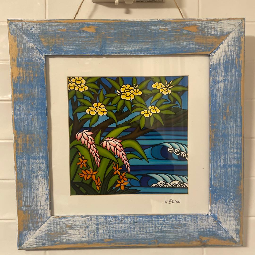 ヘザーブラウン純正額縁付きトロピカルハワイ　アート 絵画　ロンハーマン wtw