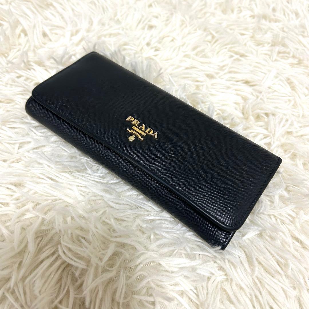 PRADA/プラダ　2つ折り長財布　サフィアーノ　レザー ブラック
