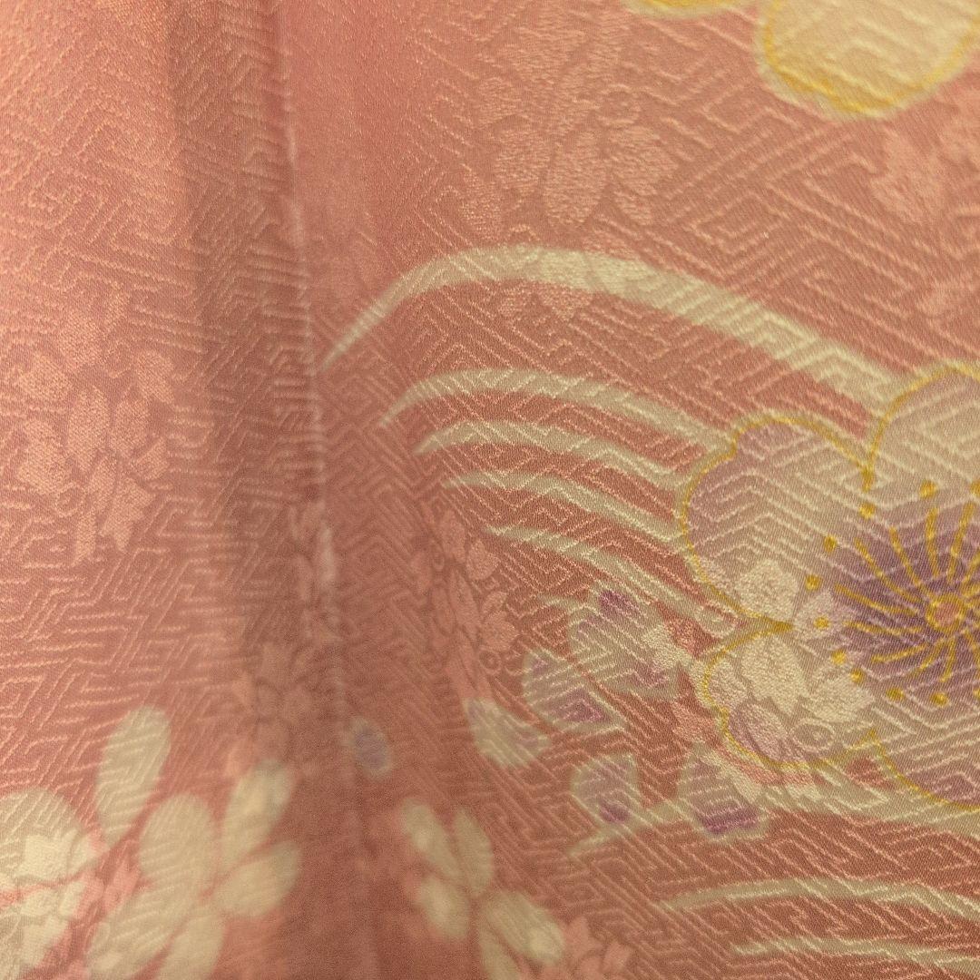 ピンク花柄振袖 着物 絹