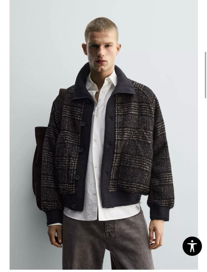 zara リブ襟切り替えジャケット