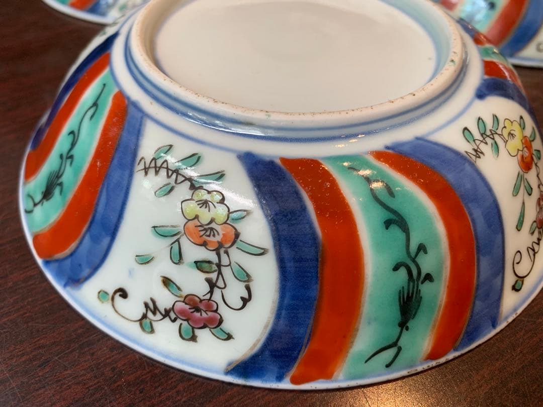 古伊万里　色絵　なます皿　3枚　江戸期　傷無し　「福」