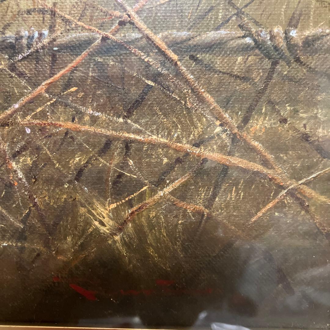 油絵　画家　尾崎文彦先生　原画　F6 額縁付き　タイトル『廻り道』