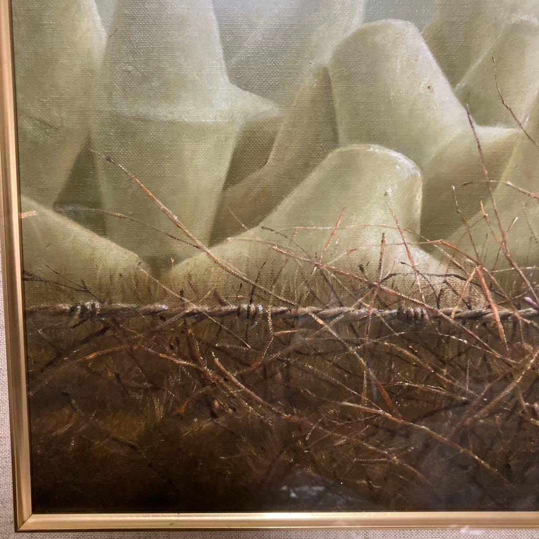 油絵　画家　尾崎文彦先生　原画　F6 額縁付き　タイトル『廻り道』