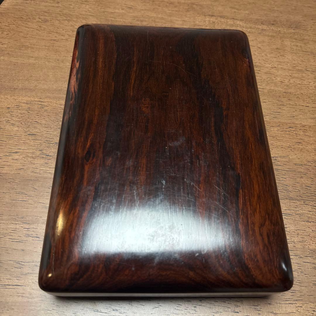 【貴重】漆塗り 硯箱 黒色 木箱入り　端渓硯？